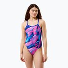 Dámske jednodielne plavky Speedo FL Printed Turnback brushy glitch/hope