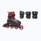 Detské kolieskové korčule s chráničmi Rollerblade Fury Combo Jr black/red