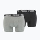 Pánske boxerky PUMA Basic 2 páry dark grey melange/black