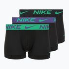 Pánske boxerky Nike Dri-Fit Essential Micro Trunk 3 pary black green shock/wild violet/black text wb