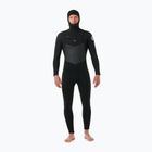 Pánska plavecká pena Rip Curl Dawn Patrol s kapucňou 6/4 mm a zipsom na hrudi Black