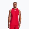 Pánske basketbalové tričko Under Armour Baseline Cotton Tank red/white/white