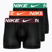 Pánske boxerky Nike Dri-Fit Essential 3 páry black green/hyper crimson/burgundy