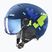Detská lyžiarska prilba UVEX Rocket Visor Jr blue puzzle matt/mirror blue/smoke