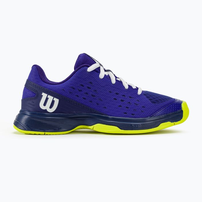 Detská tenisová obuv Wilson Rush Pro L Jr modrá/modrá potlač/bezpečne žltá 2