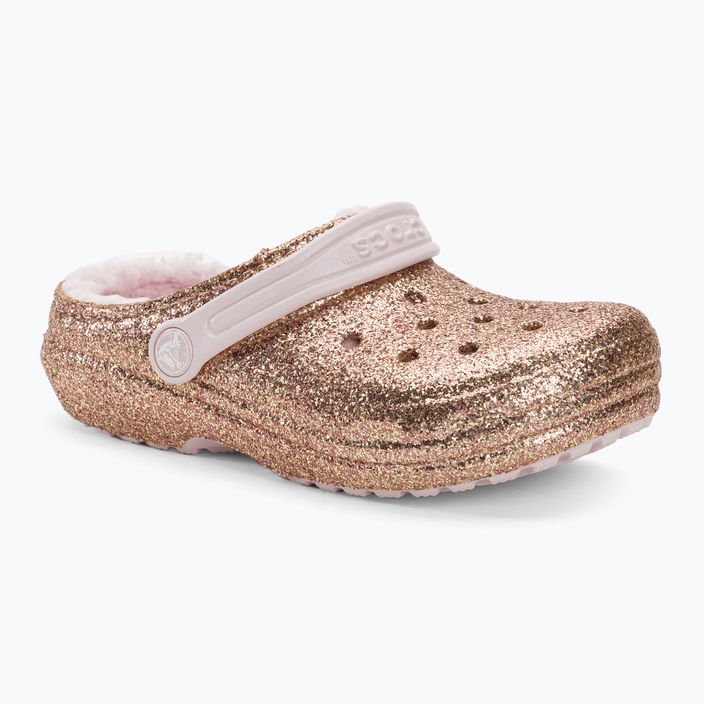 Detské žabky Crocs Classic Lined Glitter Clog gold/barely pink