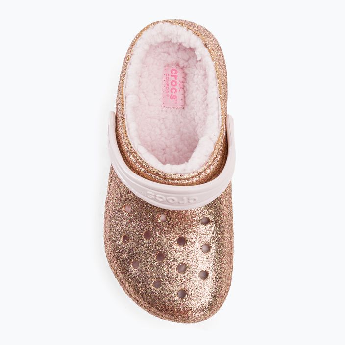 Detské žabky Crocs Classic Lined Glitter Clog gold/barely pink 7