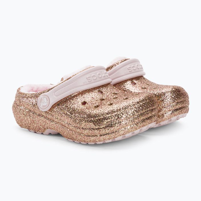 Detské žabky Crocs Classic Lined Glitter Clog gold/barely pink 5