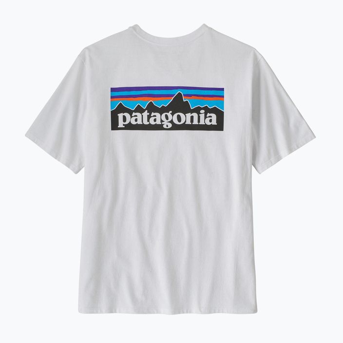 Pánske trekingové tričko Patagonia P-6 Logo Responsibili-Tee white 4