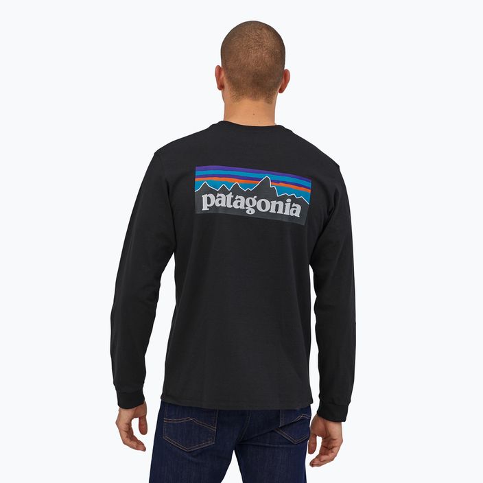 Pánske trekingové tričko s dlhým rukávom Patagonia P-6 Logo Responsibili black 2