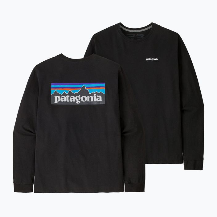 Pánske trekingové tričko s dlhým rukávom Patagonia P-6 Logo Responsibili black 3