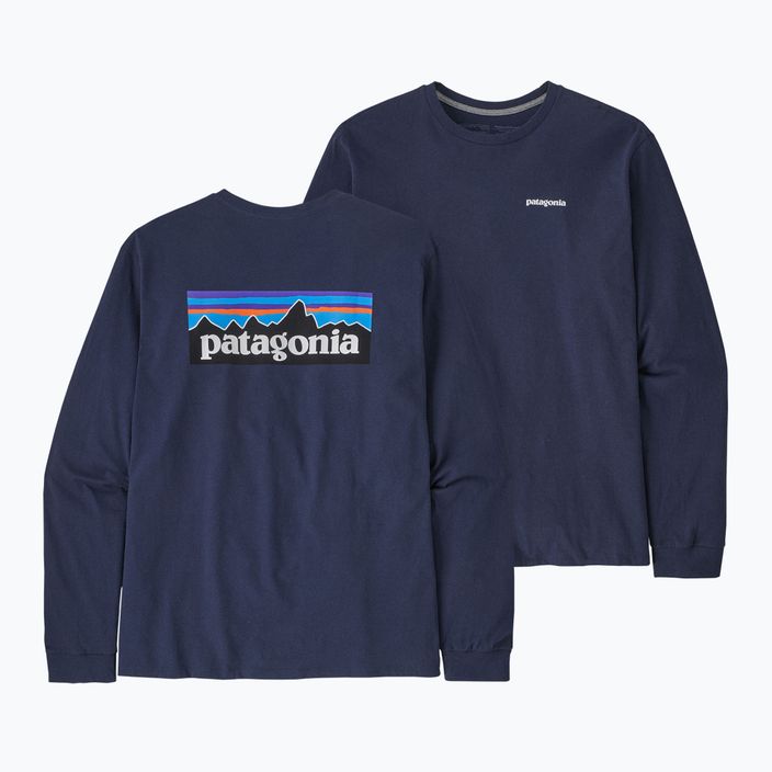 Pánske trekingové tričko s dlhým rukávom Patagonia P-6 Logo Responsibili classic navy 3