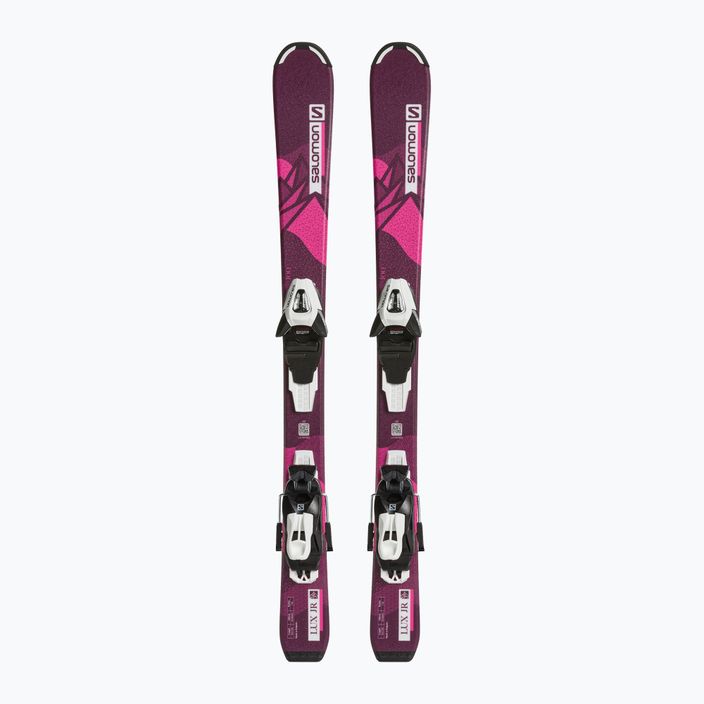 Detské zjazdové lyže Salomon Lux Jr S + C5 bordeau/pink
