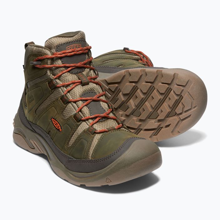 Pánske trekové topánky KEEN Circadia Mid Wp green-brown 1026766 14