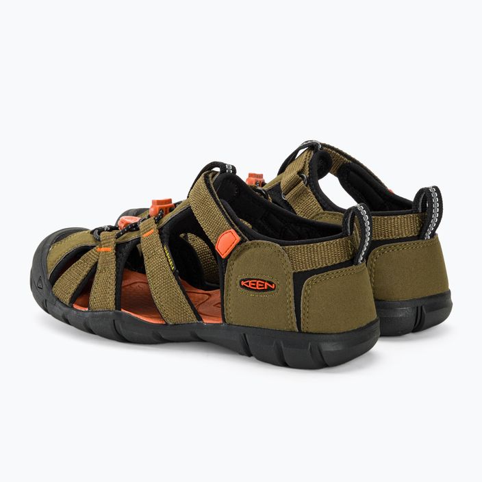 Juniorské sandále KEEN Seacamp II CNX dark olive/gold flame 3