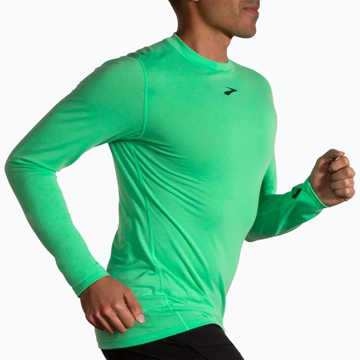 Pánske bežecké tričko Brooks High Point hyper green s dlhým rukávom 2