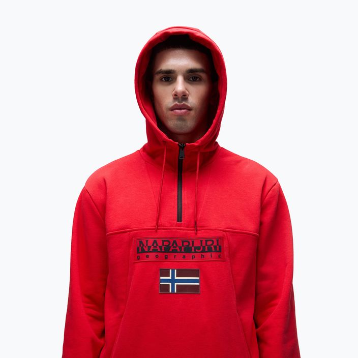 Pánska mikina Napapijri Burgee Half Zip Hooded 2.0 red goji 4