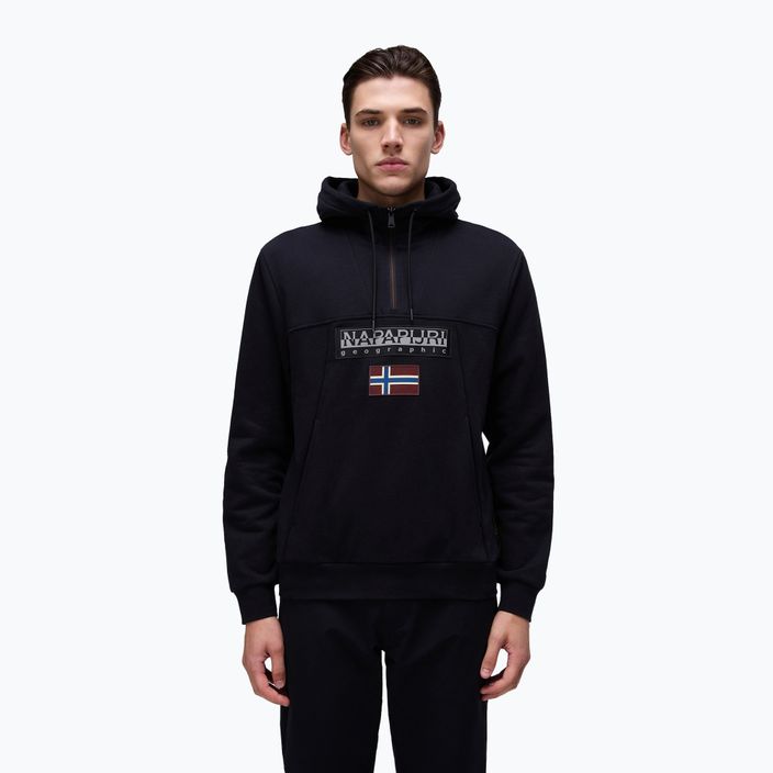 Pánska mikina Napapijri Burgee Half Zip Hooded 2.0 čierna 041