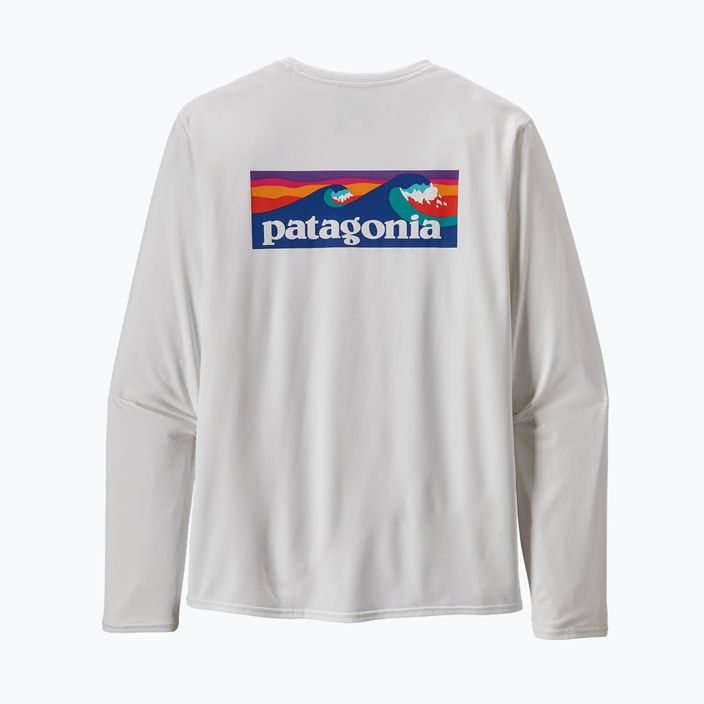 Pánske grafické tričko Patagonia Cap Cool Daily-Waters LS boardshort logo/biely trekkingový dlhý rukáv 9