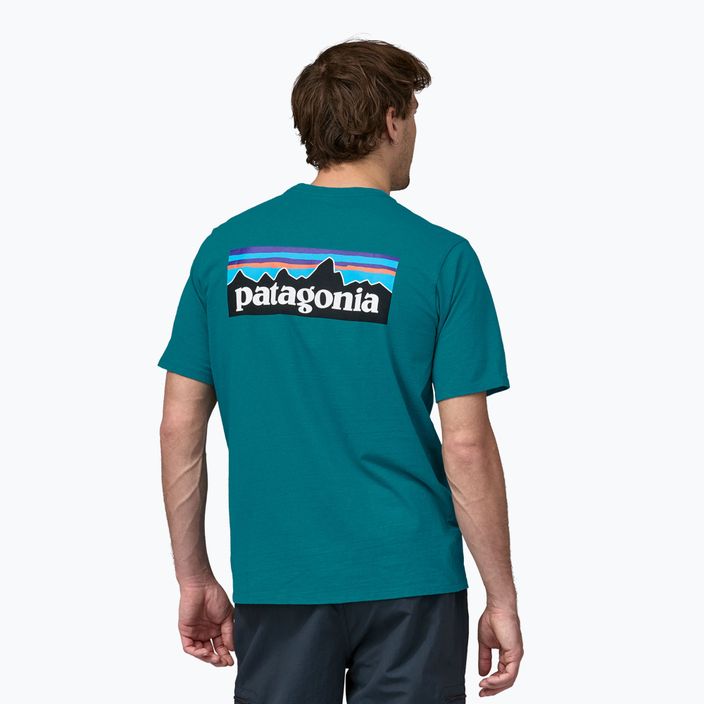 Pánske trekingové tričko Patagonia P-6 Logo Responsibili-Tee belay blue 2