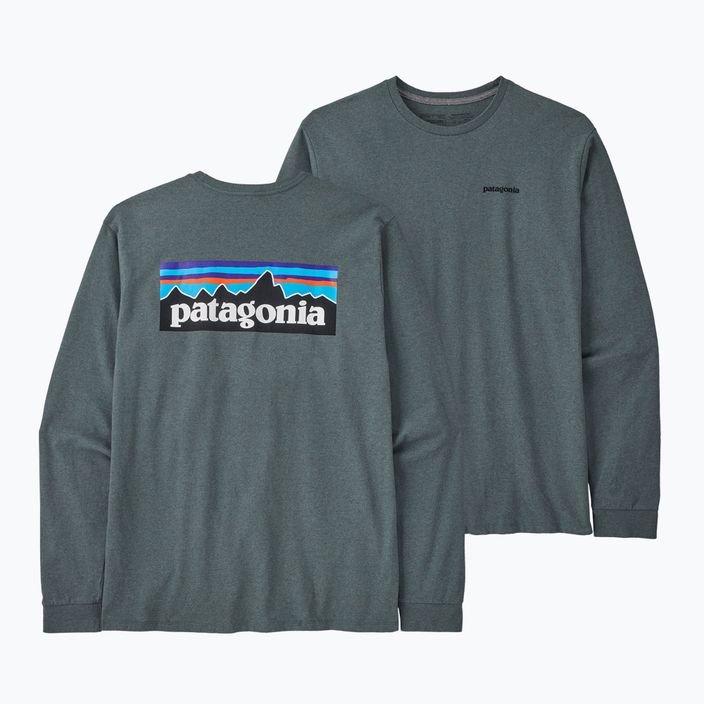 Pánske trekingové tričko s dlhým rukávom Patagonia P-6 Logo Responsibili nouveau green 3