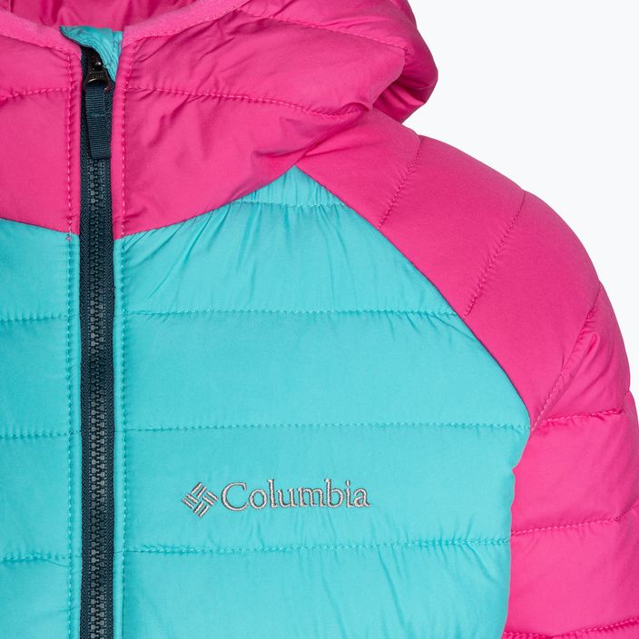 Columbia Powder Lite Detská páperová bunda s kapucňou geyser/pink ice 3