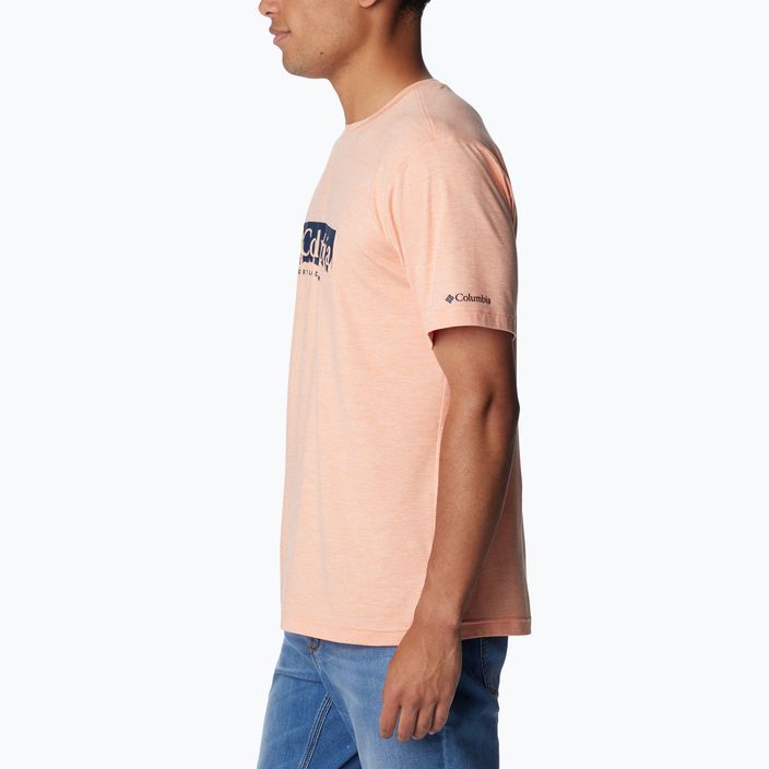 Pánske trekové tričko Columbia Kwick Hike Graphic SS apricot fizz/csc box treeline 4