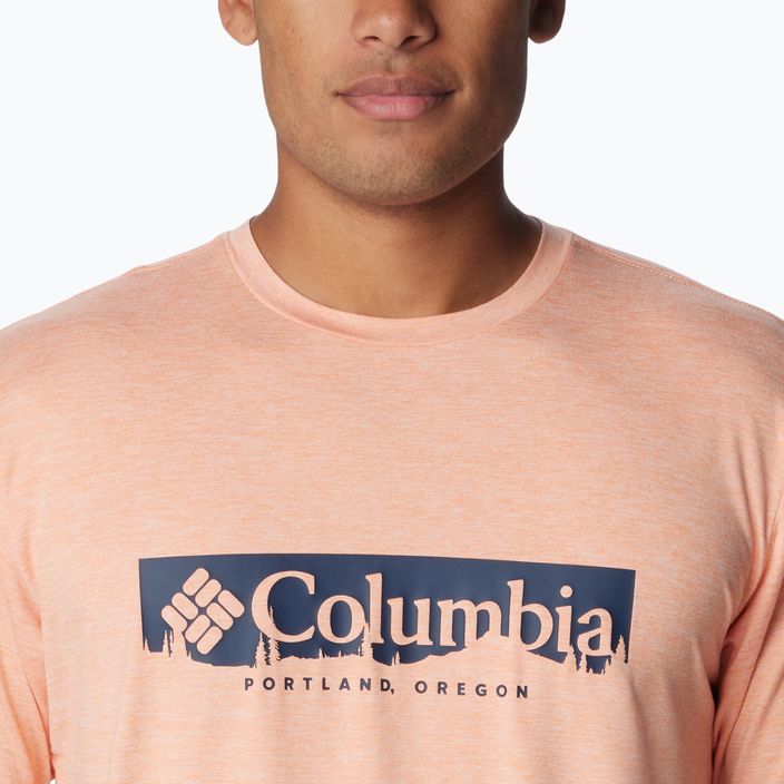 Pánske trekové tričko Columbia Kwick Hike Graphic SS apricot fizz/csc box treeline 5