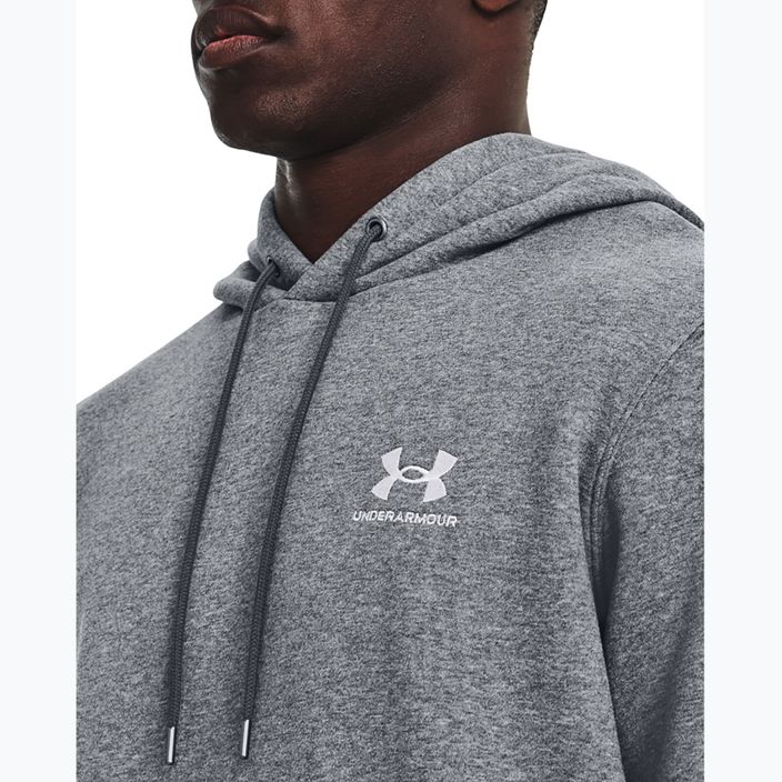 Pánska mikina Under Armour Essential Fleece Hoodie pitch gray medium heather/white 4