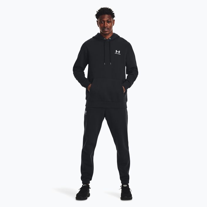 Pánska mikina Under Armour Essential Fleece Hoodie black/white 2