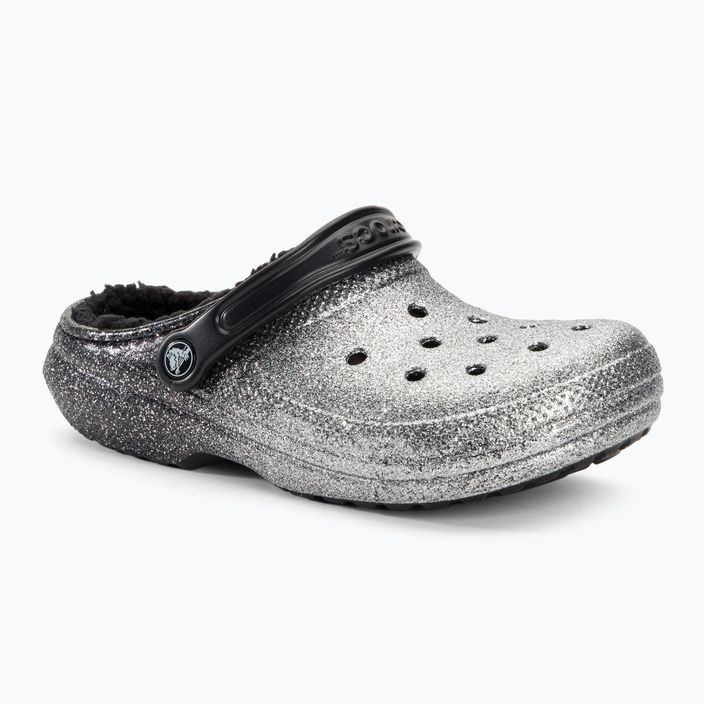 Crocs Classic Glitter Lined Clog black/silver žabky