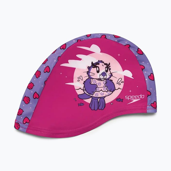 Speedo Polyesterová plavecká čiapka s potlačou v ružovo-fialovej farbe 2