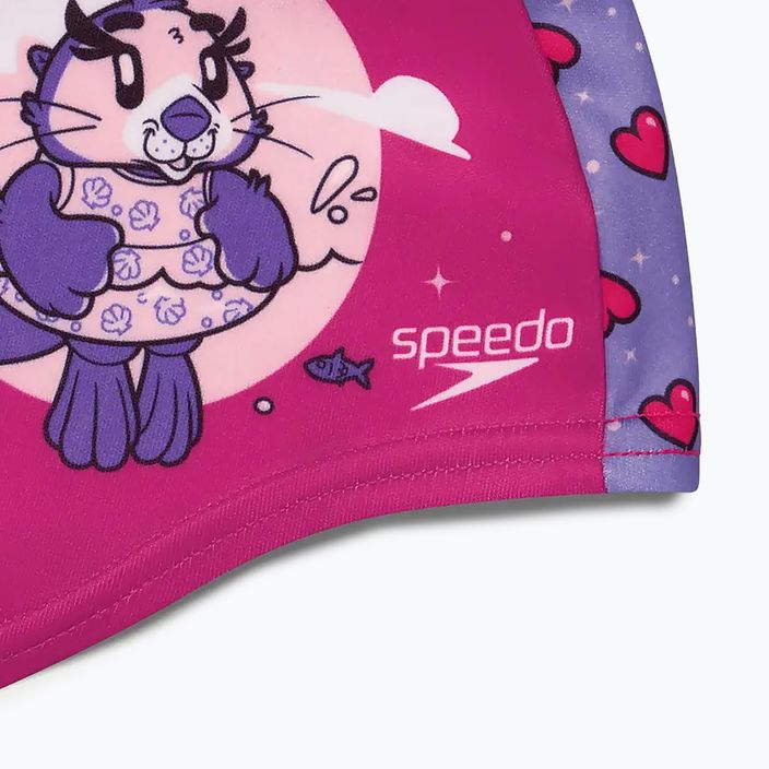 Speedo Polyesterová plavecká čiapka s potlačou v ružovo-fialovej farbe 3