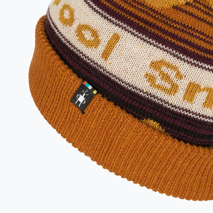 Smartwool Knit Winter Pattern POM honey gold heather beanie 4