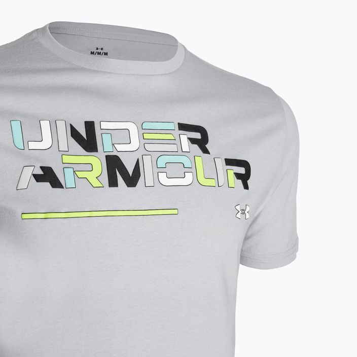 Pánske tričko Under Armour  Colorblock Wordmark mod šedá/čierna 5