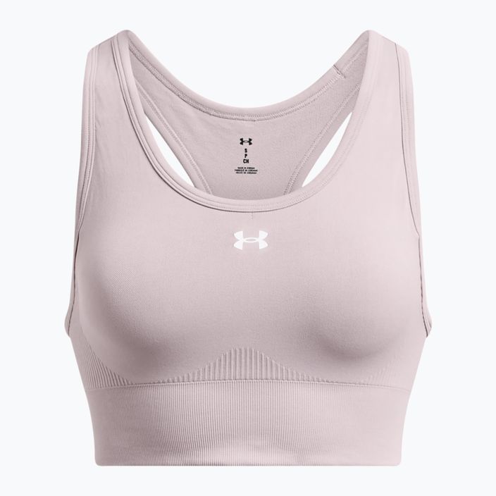 Under Armour Vanish Seamless Mid Značková tetra šedá/biela tréningová podprsenka 4