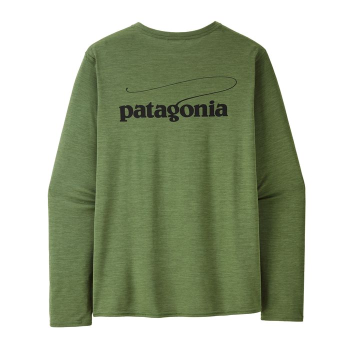 Pánske grafické tričko Patagonia Cap Cool Daily-Waters casting logo/terrain green x-dye longsleeve 2