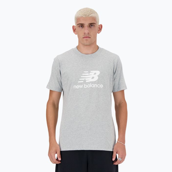 Pánske športové sivé tričko New Balance Stacked Logo 3