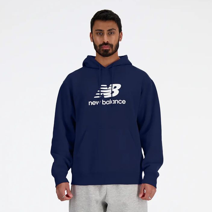 Pánska mikina New Balance Stacked Logo French Terry Hoodie navy