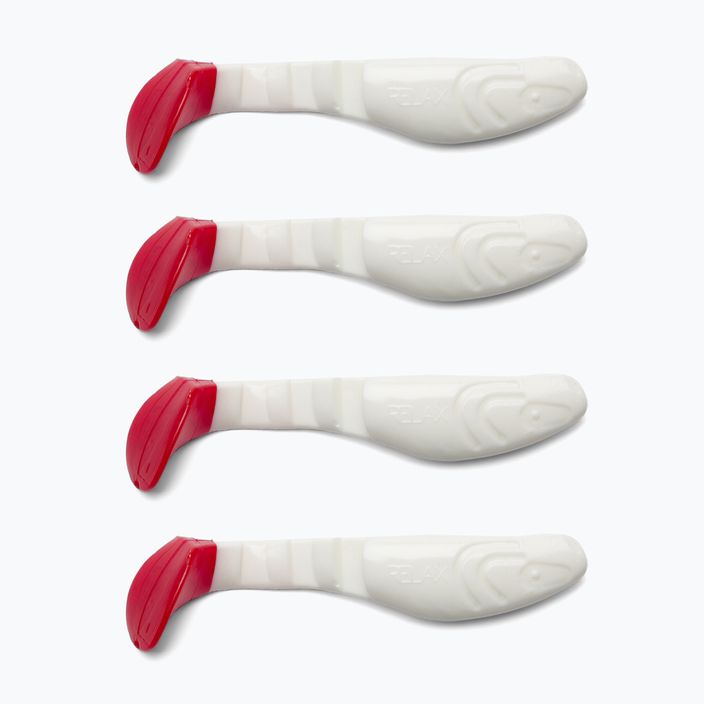 Gumová návnada Relax Hoof 3 Tail 4 ks bielo-červená BLS3-T