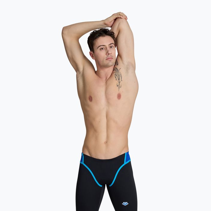 Pánske plavky arena Icons Swim Panel Jammer black/neon blue/red fandango/turquoise 3