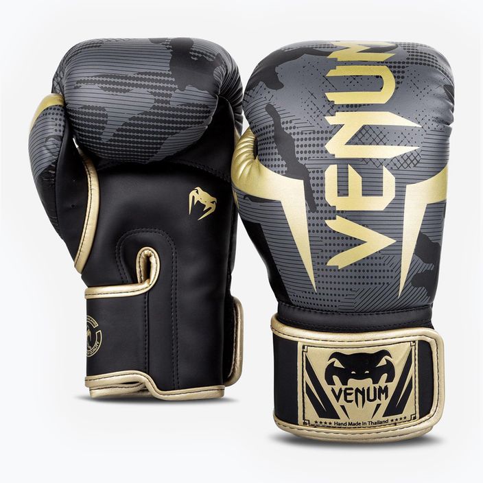 Boxerské rukavice Venum Elite tmavé kamuflážové/zlaté 5