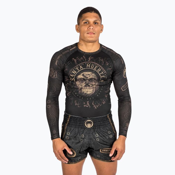 Venum Santa Muerte Dark Side pánsky rashguard s dlhým rukávom black/brown