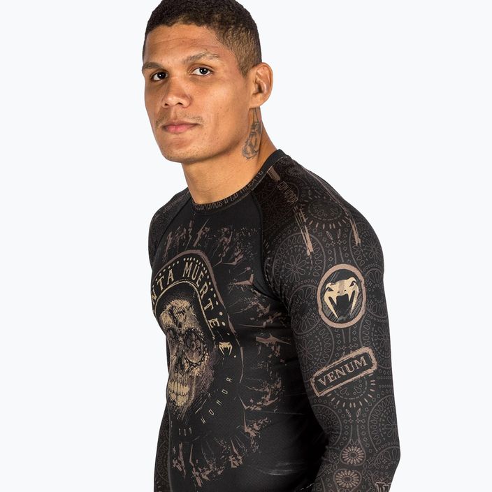 Venum Santa Muerte Dark Side pánsky rashguard s dlhým rukávom black/brown 3