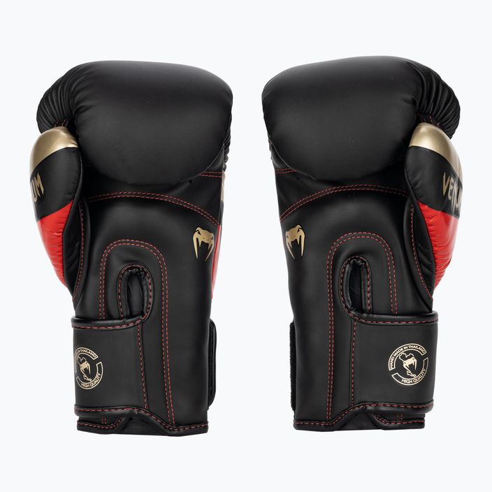 Boxerské rukavice Venum Elite čierne/zlaté/červené 2