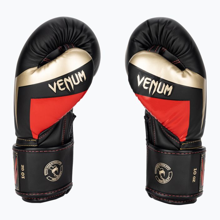 Boxerské rukavice Venum Elite čierne/zlaté/červené 3