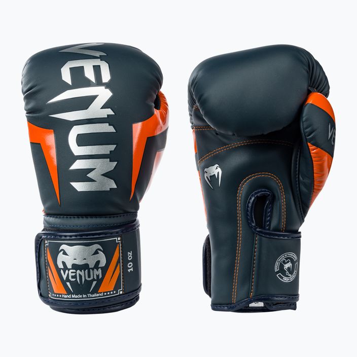 Venum Elite boxerské rukavice navy/silver/orange 3