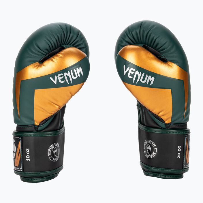 Boxerské rukavice Venum Elite zelené/bronzové/strieborné 3