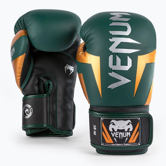 Boxerské rukavice Venum Elite zelené/bronzové/strieborné 5