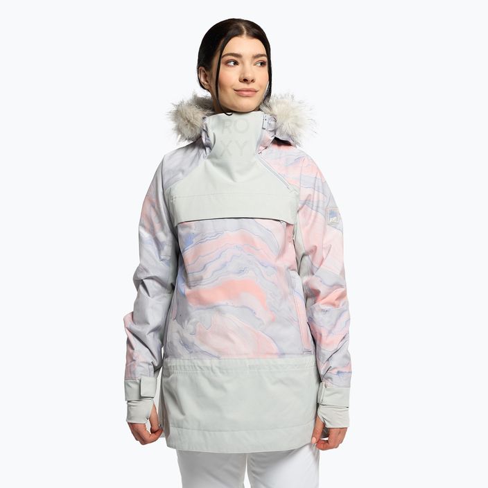 Dámska snowboardová bunda ROXY Chloe Kim Overhead 2021 gray violet marble